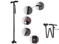 Abbicen Folding Walking Cane Adjustable Walking Stick with LED Light Multi-Function Aluminum Alloy Canes with Carrying Bag for Old Gentleman or Lady.