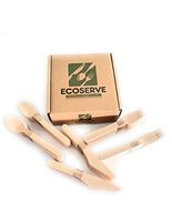 Disposable Biodegradable Compostable Wooden Cutlery- Eco-Friendly 150 PCS, 50 Forks, 50 Spoons, 50 Knives Natural Birchwood