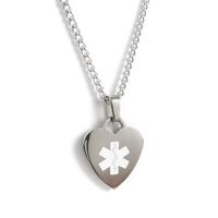 My Identity Doctor Custom Engraved Medical Alert Necklace, 316L Steel - White