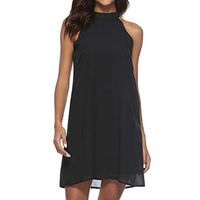 Floral Mini Dresses for Plus Size Women Chiffon Sleeveless Dress Swing Sundress