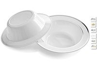 " OCCASIONS" 40 Bowls Pack, Heavyweight Disposable Wedding Party Plastic Bowls (6 oz Dessert Bowls, White & Silver Rim)