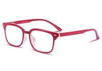 FEISEDY Progressive Multifocal Reading Glasses Blue Light blocking Reader Glasses Frame B2497 (Red & Clear, 2.00)