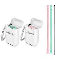 Silicone Reusable Straw, Portable Collapsible Straw, Drinking Straw for Party, Travel (pack 2)