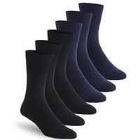 Soft Diabetic Socks, Feelwe Ankle Diabetic Socks Women's Cotton Diabetic Socks Mothers Day Gifts Non-Binding Dress Socks Circulatory Crew Sock,Diabetic Socks Mens 10-13 6 Pairs-Dark Navy/Balck L
