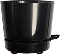 8" Self Aerating + Self Watering High Drainage Deep Reservoir Round Planter Pot Prevents Mold, Root Rot & Soil Fungus in Herbs, Succulents, for Indoor & Outdoor & Windowsill Gardens (Black)