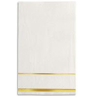 GLAM Dinner Napkins, Gold Trim, 100 Pack - 8x4 Inches Paper Napkins - Wedding Napkins, Disposable - Party Napkins, White and Gold
