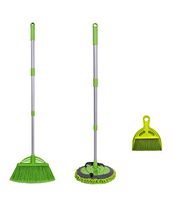 Xifando Three-Section Telescopic Aluminum Alloy Rod Long-Handled Broom&Mop, Mini Broom with Dustpan Set