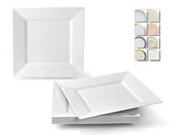 " OCCASIONS" 40 Plates Pack, Heavyweight Disposable Wedding Party Plastic Plates (10.75'' Large Dinner Plate, Square white)