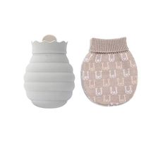 OBRlygeuaw Explosion Proof Tasteless Hot Water Bottle,Silicone high Density Water Injection Style for Pain Relief hot Compress and Heat Therapy-Light Gray 10x13.5cm(4x5inch)