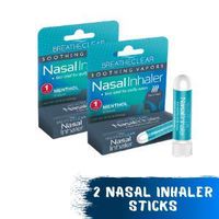Breathe Clear Nasal Inhaler Stick for Stuffy Nose, Congestion, and Coughing, Menthol Tube Comparable to Vicks VapoInhaler, Fast and Soothing Relief for Sleep, Travel, or Work (2)