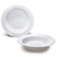 " OCCASIONS" 40 Bowls Pack, Disposable Vintage Wedding Party Plastic Bowls (12 oz Soup Bowls, Verona in White)
