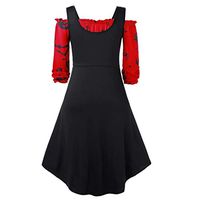 Crazyfashion Women Plus Size Off Shoulder Pumpkin Halloween Vintage Dress Vest Red