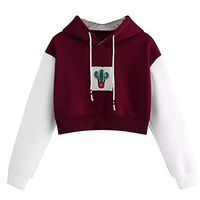 FRC0LT Hoodies, Womens Kawaii Clouds Printing Long Sleeve Casual Sweatshirt Pullover (S, Cactus WE)