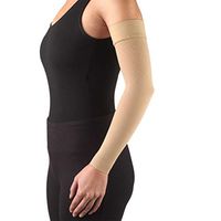 Truform Lymphedema Compression Arm Sleeve, 15-20 mmHg Post Mastectomy Support, Dot Top Grip Band, Beige, Large