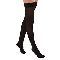 JOBST Relief Thigh High 15-20 mmHg Compression Stockings, Closed Toe with Silicone Dot Band, Large Petite, Black