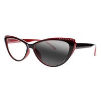 Women Cat Eye Rhinestone Transition Photochromic Progressive Multifocal Reading Glasses Sun Readers (Red, 3.00)