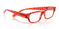 eyebobs Dot Com Unisex Premium Readers, Red and Orange Tortoise Front with Red and Orange Striped Temples, 2.00 Magnification