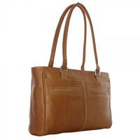 Piel Leather Ladies Laptop Tote with Pockets, Chocolate