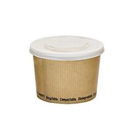 Compostable Paper Soup Cup (Case of 25), PacknWood - Kraft Brown Soup Bowls (16 oz, 4.5" x 3.4") PK210PLAS16