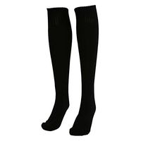 Lightclub Unisex Football Plain Long Sock Sport Knee High Large Hockey Soccer Rugby Stocks (Black)