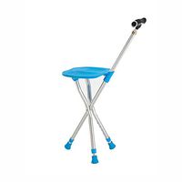 FISHD Aluminum Alloy Cane Stool Portable Walking Cane Chair Large Panel Triangular Support Principle LED Light for Elderly Outdoor Travel Rest Stool,Stable