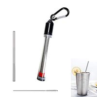 Metal Straws Drinking Straws, Stainless Steel Straws Reusable -Telescopic Ultra Long Rainbow Color Straw with Cleaning Brush for Travel,Household, Outdoor, Party (Silver)