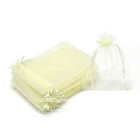 Dealglad 50pcs Drawstring Organza Jewelry Candy Pouch Christmas Wedding Party Favor Gift Bags (4x6", Beige)