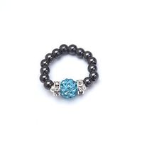 Blue Crystal and Black Magnetrim Stretch Ring (Medium)