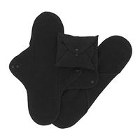 Imse Vimse Reusable Organic Cotton Menstrual Pads with Wings, 3 Pack (Night, Black)