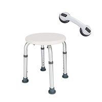 Azadx Shower Chair, Adjustable Bath Stool with Free Assist Grab Bar - Medical Tool Free Anti-Slip Bench Bathtub Stool Seat with Durable Aluminum Legs for Elderly, Senior, Handicap & Disabled