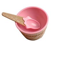 WWSHM Hot Sale 1pc New Reusable Ice Cream Bowl With A Spoon A Wonderful Gift Kids Love 2019 (Color : Pink)