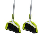 Casabella Basics Broom with Dustpan, Silver and Green, (2 Рack)