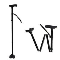 AD Folding Walking Cane with LED Light,Pivoting Quad Base,Adjustable Walking Stick for Man/Woman