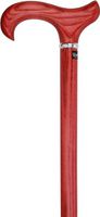 Vibrant Red Derby Walking Cane with Ash Wood Shaft and Silver Collar