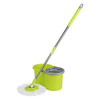 Lepeuxi Press Type Stainless Steel 360°Rolling Magic Spin Mop & Bucket Set Rotating Easy-Wring Floor Mop W/ 2 Microfiber Mop Heads