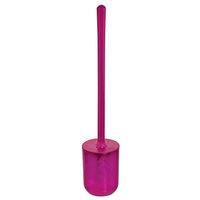 iDesign Finn Bowl Brush and Holder, Toilet Cleaning Set for Bathroom, Magenta and White 2 Each