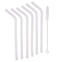 Stephanie Lane - Silicone 9" Straws, 6 pk with straw cleaner, CLEAR, Eco-friendly, BPA FREE, Smoothies, Beverages, See through CLEAN, Dishwasher Safe