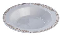 Plexware White Plastic Soup Bowls With Silver Ornament 7.5 Inch-Total 120 Bowls
