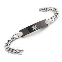 linnalove Heavy Chain Stainless Steel Medical ID Bracelets - Free Customize Engraving -9