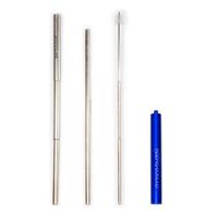 Drinking Buddy - Reusable - Dishwasher Safe - Telescoping - Stainless Steel Drinking Straw Set (Blue)