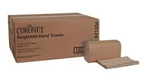 Coronet 621334 Singlefold Paper Hand Towels, 1-Ply, 10.25" Width x 9.125" Length, Natural (Case of 16 Sleeves, 250 per Sleeve, 4000 Towels per Case)