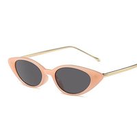 Black Small Cat Eye Frame Sunglasses Metal Frame Oval Eyeglasses Women 2018 Uv400 (Orange pink)