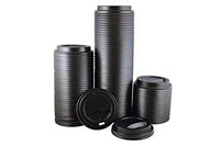 HeloGreen Eco-Friendly Recyclable (10,12,16, 20 Ounce Black Dome Coffee Lid) Fits 10,12,16, 20 oz Paper Hot Cups - Black (100 count)