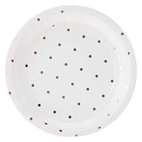 8pcs Disposable Paper Plate Gilding One-off High-end Tableware Table Decoration Wedding Birthday Camping Party Supplies(7in-Dots)
