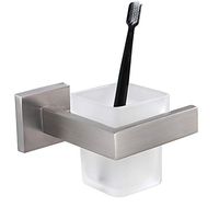TURS SUS 304 Stainless Steel Toothbrush Cup Holder Toothbrush Cup Organizer Toothbrush Shelf with Frosted Glass, Brushed Finish Q7SKB-BR