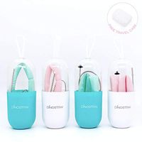 Collapsible Silicone Straws Drinking Reusable - 8"&10" Portable Reusable Straws BPA Free with Free Travel Case | 30&20 oz Tumbler Compatible | Gift for Travel Home Office (White + Blue)