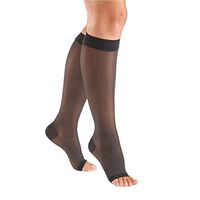 Women's Support Plus Open Toe Stockings - 15-20 mmHg Moderate Compression - Black - Small