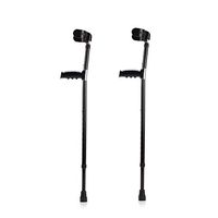 Sisyria Textured Black Crutch with Half-Circle Arm Rest, Durable Lightweight Aluminum Walking Sticks,PVC Comfort Handle, Walk Easy Mobility Aids,Pair