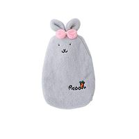 DishyKooker Cartoon Rabbit Hot Water Bottle Cover Explosion-Proof Plush Fabrics Warm Water Bag Removable Washable Hand Warmer Gray 14.5X25cm