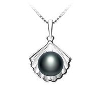 Shell Black 7-8mm AA Quality Freshwater 925 Sterling Silver Cultured Pearl Pendant For Women